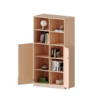 Schrank, 5 OH, Türen unten (3OH), oben 2 offene Fächer 2 Türen, abschließbar, B/H/T 100x190x40cm 